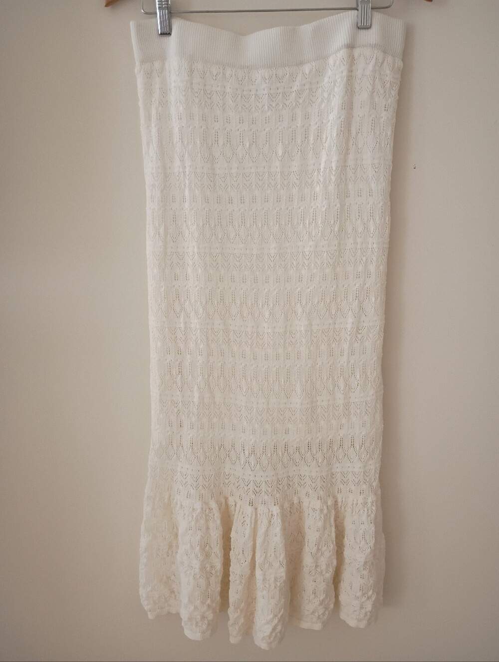 HOUSE OF HARLOW 1960 Lace Crochet Ruffle Knit Midi Maxi Skirt Mermaid Hem Boho. - Picture 8 of 9